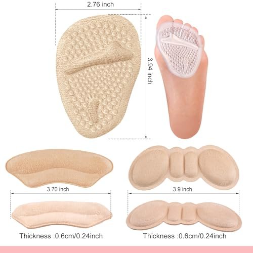 6 Paar Fersenpolster für Damenschuhe – Gel-Fersenpads, Schuhpolster für hohe Absätze, Metatarsalpolster, Schuheinlagen für Frauen