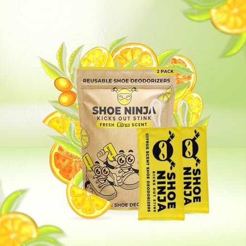 Shoe Ninja Schuhdeo – Aktivkohle Schuhdeodorizer, wiederverwendbarer Geruchsentferner für Schuhe, Boxhandschuhe & Sportsachen – 1 Packung mit 2 Stück
