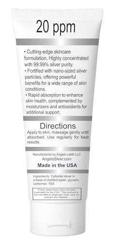 Angels Colloidal Silber Gel Nano Silber Gel Wundpflege – Ungeruchsheilende Salbe für Verbrennungen, Sonnenbrand und gereizte Haut – 118ml Formel