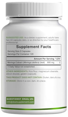 Moringa Kapseln 240 Kapseln – 4 Monate Vorrat – Höchste Reinheit Reiner Moringa Blattextrakt – Komplettes grünes Superfood für Energie, Haut & Immunsystem*
