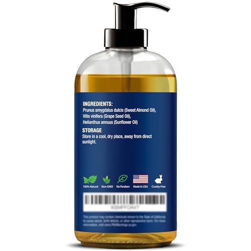 Duftfreies Massageöl für Massagetherapie 8 fl oz – Erfrischend und Entspannend – Natürliche Öle mit Süßmandel-, Traubenkern- und Sonnenblumenöl – für Männer und Frauen – Nexon Botanics