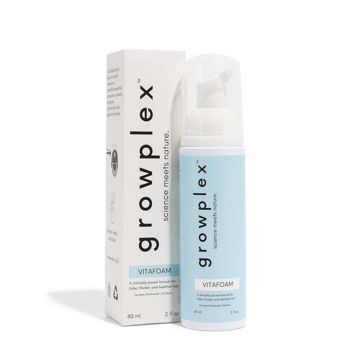 Growplex Vitafoam 5% Minoxidil Schaum für Männer und Frauen - DHT-blockierender Minoxidil Schaum, nicht fettend, schnell trocknend für Haarwuchs