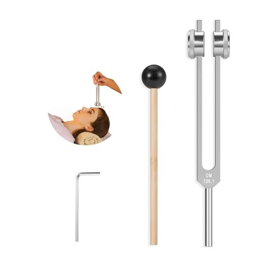 OM 136,1 Hz Gewichtete Stimmgabel mit Reflexhammer – Chakra-Heilungs-Set für Klangtherapie, Aluminiumlegierung, nicht magnetisch