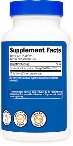 Nutricost Lactobacillus Acidophilus 500 Millionen KBE pro Portion (120 Kapseln)