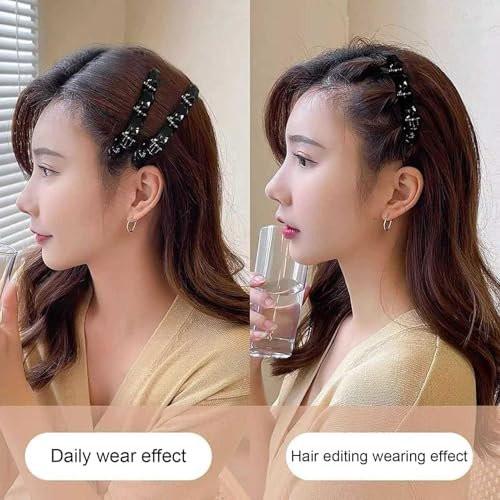 2 Stücke French Braider Haarwerkzeug, Doppellagiges Twistband French Braider Haarwerkzeug, Modisches Doppellagiges Band Twist Zopf Clip, Stirnhaar Clips Haarnadel Stirnband Beauty Tool (Schwarz und Braun)