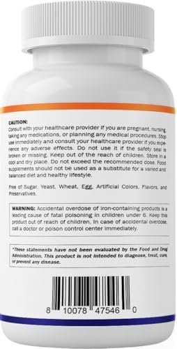 Vitamatic Ferrous Gluconat 324 mg + Vitamin C 100 mg – Ohne künstliche Farbstoffe – Magenschonend – 250 Tabletten – Hergestellt in den USA