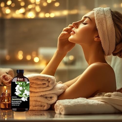 Jasmin ätherisches Öl 120 ml – FRAOIL Premium Duftöl für Diffuser, Aromatherapie, Yoga, DIY Kerzen- und Seifenherstellung, Parfümherstellung, Geschenk für Frauen
