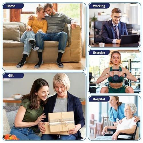 NOLUNT Diabetikersocken für Herren, 4 Paar nicht einschnürende, lockere, weite Socken mit hohem Bund für Herren, Größe 9-12, 10-13, 13-15 (Weiß, Large)