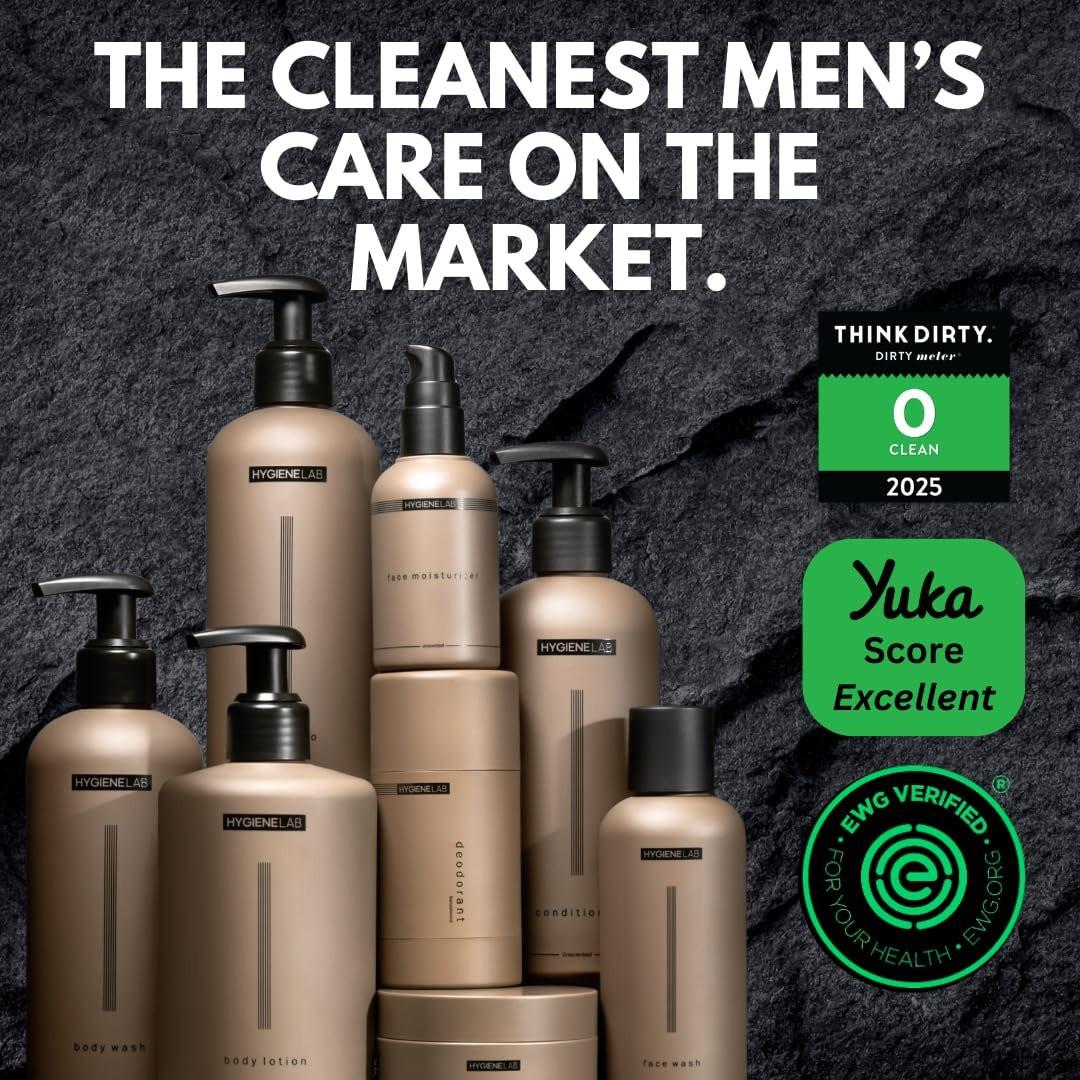 HygieneLab Body Lotion für Männer – EWG-zertifiziert, ultra-feuchtigkeitsspendend, ungiftig, schnell einziehend, parfümfrei, parabenfrei, sulfatfrei, tägliche Körperlotion für trockene Haut & empfindliche Haut, 12 oz