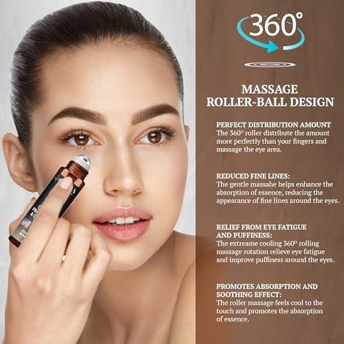 Bio Rizinusöl und Weihrauch Roll-On – 100% reines, hexanfreies Augenöl für die Augenpartie, reduziert Falten, dunkle Augenringe & Schwellungen, Weihrauch ätherisches Öl für das Gesicht – Fiora Naturals