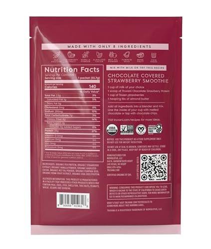 Truvani Veganes Erbsenproteinpulver | Schokolade-Erdbeere | 20g Bio-Pflanzenprotein | 1 Portion | Keto | Gluten- & laktosefrei | Wenig Kohlenhydrate | Ohne Zuckerzusatz