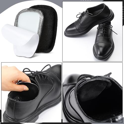 Shyyween 3 Paar Schuhzugenpolster aus weichem Wildleder, selbstklebende Einlagen für Herren und Damen, handgefertigtes elastisches Schaumstoff-Schuhpolster zur Lösung von zu weiten Schuhen (Schwarz, Größe L)