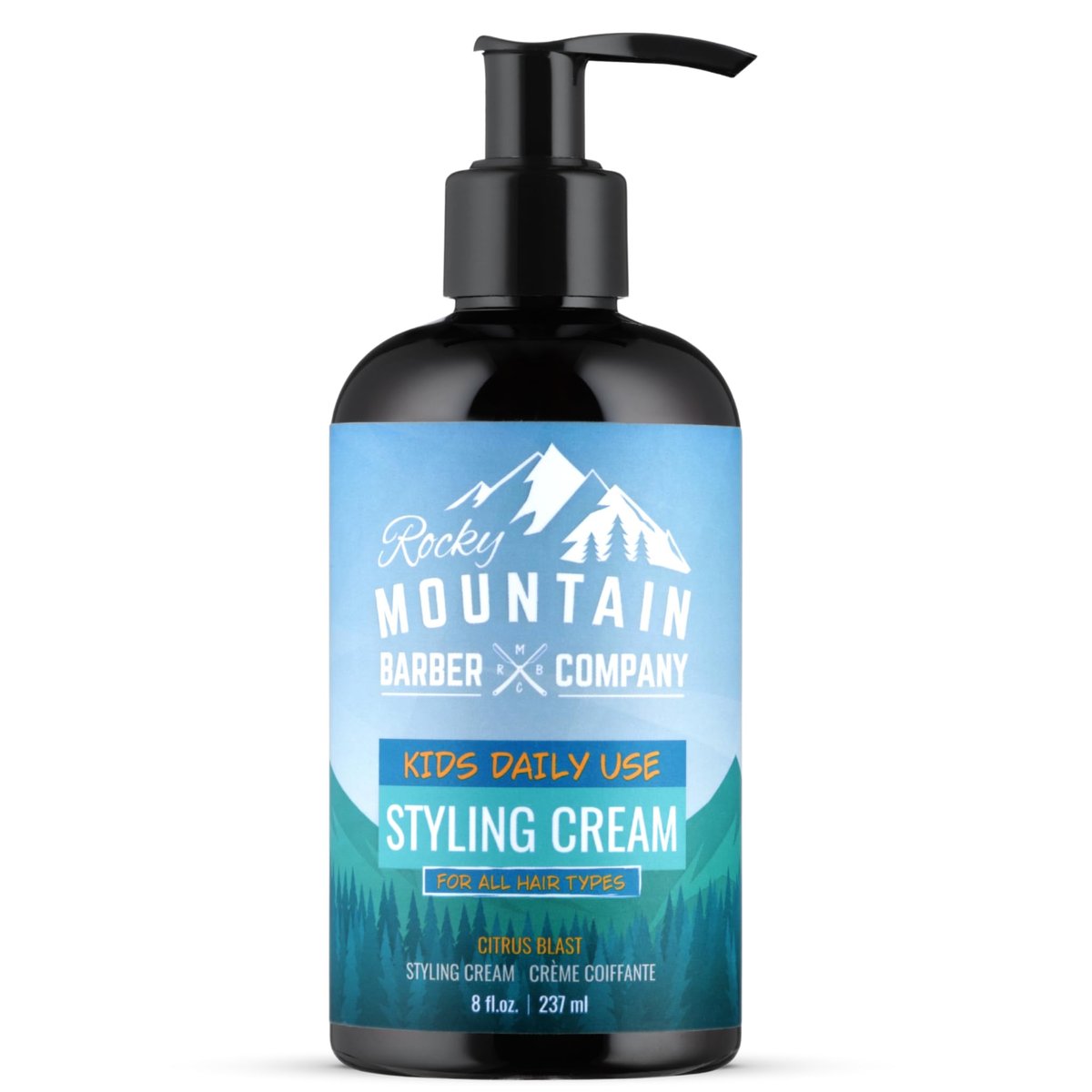 Rocky Mountain Barber Company Kinder Hairstyling Creme – Sanfte Form & Bändigung in Sekunden – Zitrusduft ohne künstliche Duftstoffe, leichter umarbeitbarer Halt & matter Glanz für moderne Frisuren – für alle Haartypen – 236 ml