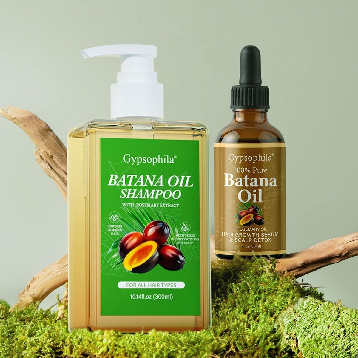 Gypsophila Batana Oil Haarwuchs Bundle – Batana Öl Shampoo & 100% reines Rosmarinöl – Natürliche Haarbehandlung für Frauen & Männer gegen Haarausfall & für dickeres, gesünderes Haar