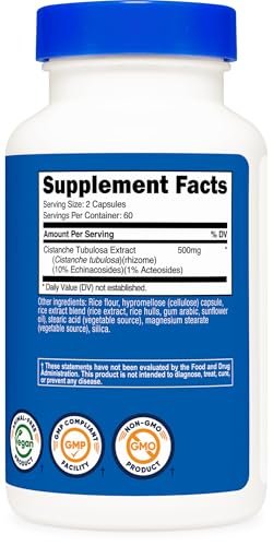 Nutricost Cistanche Tubulosa 500mg pro Portion, 120 Kapseln - Vegan, GVO-frei, 60 Portionen