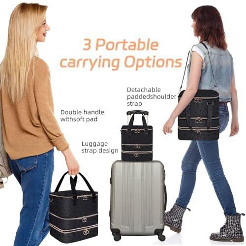 Nagellack-Organizer-Tasche aus PU-Leder, 3-lagig, für 84 Flaschen (15 ml) – Nagellack-Aufbewahrungstasche für Reisen und Zuhause (Schwarz)