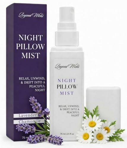 Kissenspray – Lavendel Kamille Schlafspray mit ätherischen Ölen – Entspannender Aromatherapie-Nebel für Kissen, Bettwäsche und Textilien – Nachtkissennebel – 75 ml (2,5 fl oz) von Beyond Wicks