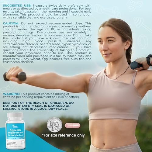 Appetitzügler zur Gewichtsabnahme – Diätpillen, Fatburner für Frauen & Männer mit Garcinia, Ingwerwurzel, Guarana – Thermogener Stoffwechsel-Booster, Ephedra-frei, Energieunterstützung, Hergestellt in den USA, 30 Kapseln