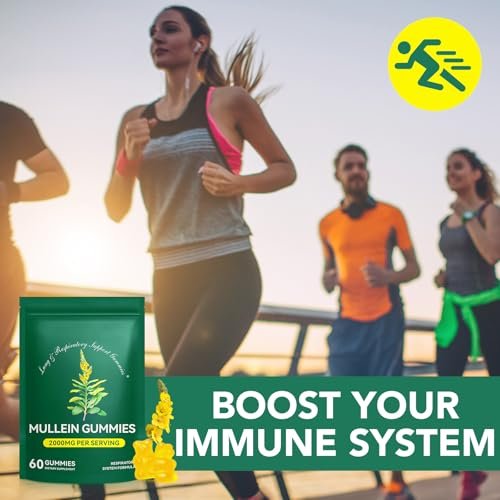 Ruduwu Mullein Gummies für die Lungendetox – 2000 mg Mullein-Blatt-Extrakt für Atemwegs-, Verdauungs- und Immununterstützung, Bio-Mullein-Kräuterergänzung zur Schleimlösung, vegan