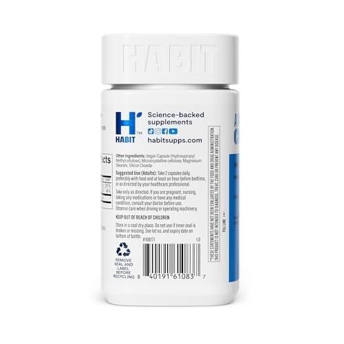 Habit Magnesium Schlaf & Erholung Supplement – Magnesiumglycinat, Vitamin B6, Melisse – 60 Kapseln
