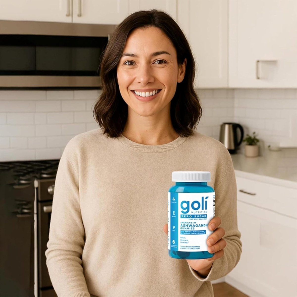 Goli Zero Sugar Ashwagandha Gummis mit KSM-66, L-Theanin, Maca und Vitamin D – Ohne Zuckeralkohole – Vegan, Keto-freundlich, Nicht-GVO