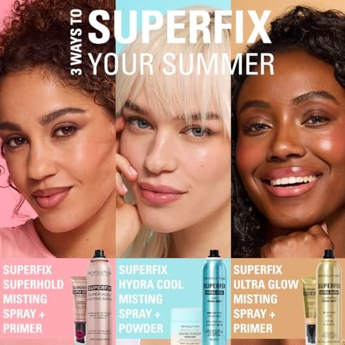 Revolution Superfix Hydra Cool Prep + Fix Continuous Fixing Mist – Feuchtigkeitsspendender Fixierungsspray für Make-up mit Aloe Vera, vegan & tierversuchsfrei, 169 ml