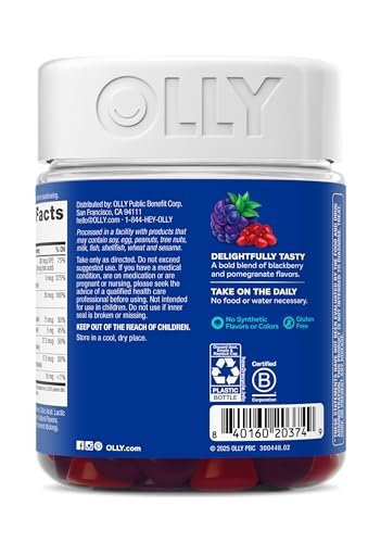 OLLY Männer Multi Gummis – Unterstützt das allgemeine Wohlbefinden* mit Vitamin A, C, D, E, B-Vitaminen & Zink, Blackberry-Blitz-Geschmack, 65-Tage-Vorrat – 130 Stück