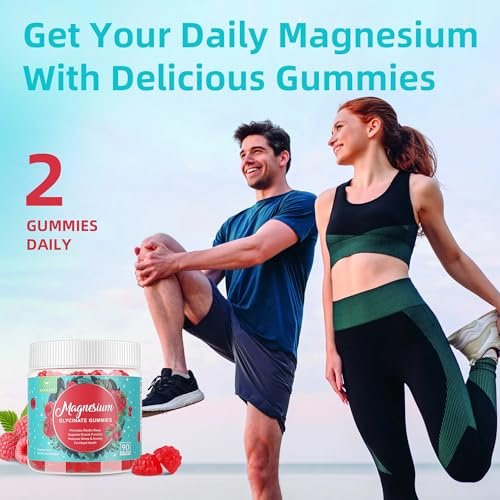 AFXMATE Magnesium Glycinat Gummis 400 mg – 90 Stück, Zuckerfrei, mit Glycinat & Malat, L-Theanin, Ashwagandha, Zink, Vitamin B6 & D3 – Unterstützt Entspannung & Schlaf