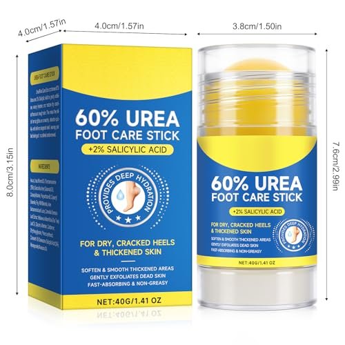 2er-Pack 60% Urea mit 2% Salicylsäure Fußpflegestift – Fußcreme für trockene, rissige Füße, Knie, Ellbogen, Hände – Feuchtigkeitsspender & Hornhautentferner