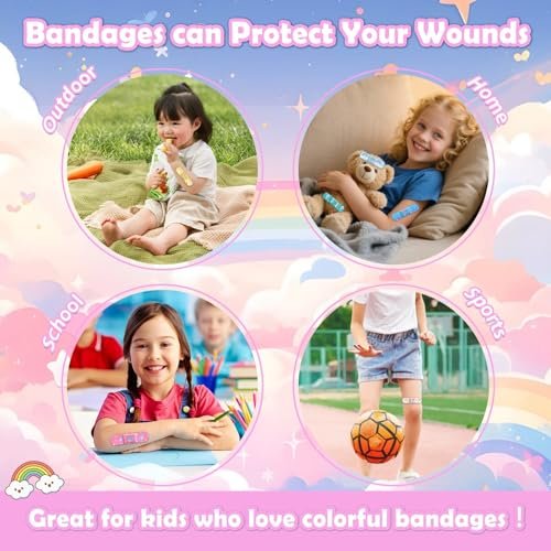 Sublaga 33 Stile Kinder Pflaster 300 Stück – Bunte Cartoon Pflaster für Mädchen und Jungen, wasserdicht, flexibel, für Kratzer und Schnitte