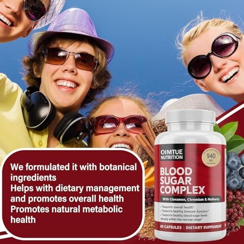OIMTUE Blutzucker Komplex Supplement – Mit Zimt, Chrom & Bittermelone, 20 aktive Inhaltsstoffe, Non-GMO, 60 Kapseln (1 Packung)