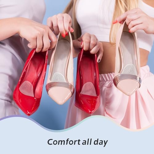 LeaOcaao Professionelle Metatarsal-Pads für Frauen, 6 Stück Ballenpolster für High Heels, diskrete Polster & rutschfeste Fersengripps, Fußschmerzlinderung & ganztägiger Komfort, transparent