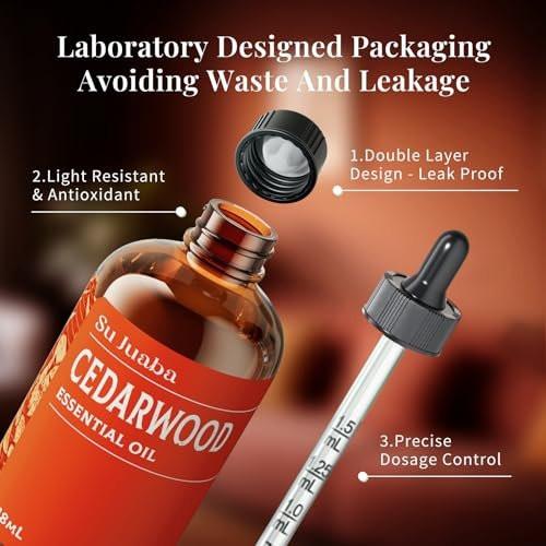 SU JUABA Zedernholz ätherisches Öl 118 ml – 100% rein, natürlich für Haar, Massage, Entspannung & Hautpflege