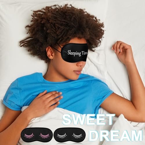 20er-Pack Lustige Schlafmasken mit verstellbarem Riemen – Kuschelige Blackout-Augenmasken für Damen, Herren, Erwachsene – Perfekt für Pyjama-Partys, Schlafzimmer & Spa (Cute Black)