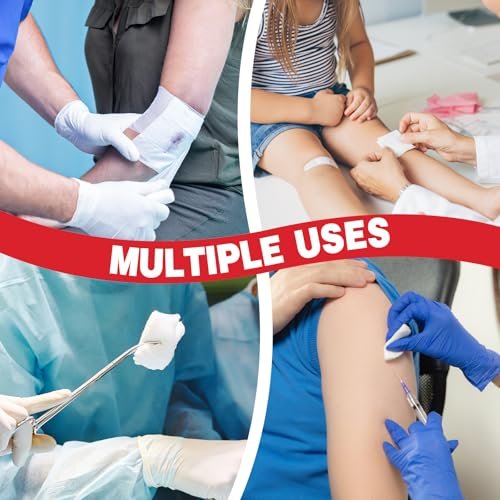 AZEN 50 Stück sterile Mullkompressen, 3" x 4" nicht haftende Wundauflagen, 8-lagige Baumwoll-Mulltupfer für Wundversorgung und Erste Hilfe, saugstark, einzeln verpackte medizinische Mullbinden