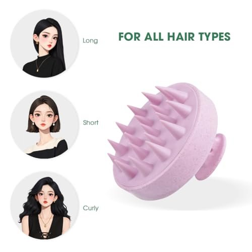 Hotosu Kopfhautmassagebürste für Haarwachstum – Silikon Kopfhautpeeling & Massagegerät – Manuelle Massagebürste für nasse und trockene Anwendung – Shampoo-Bürste (Pink)