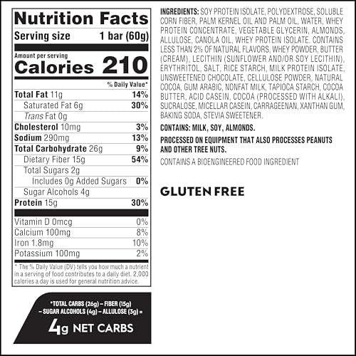Atkins High Protein Riegel, Cookie Fusion Geschmack, 15g Protein, 4g Netto-Kohlenhydrate, Keto Proteinriegel, Wenig Zucker, 4er Pack