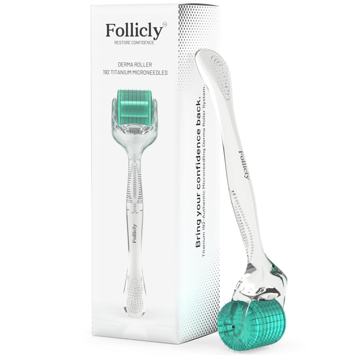 Follicly Derma Roller – Professionelles Microneedling-Werkzeug für Haare, Haut & Gesicht – 192 echte Titan-Mikronadeln – Premium-Heimpflege – Inklusive kostenloser Schutzhülle