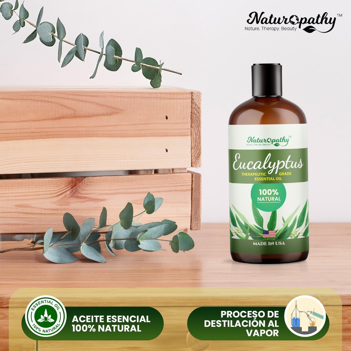 Naturopathy Eukalyptus Ätherisches Öl, therapeutische Qualität, Premium – Ideal für Aromatherapie (500 ml)
