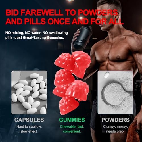 Health4All Creatin-Monohydrat-Gummis 5g für Männer & Frauen, Creatin-Gummies für Kraft, Energie & Muskelwachstum – Pre-Workout-Ergänzung, Erdbeergeschmack, 120 Gummis