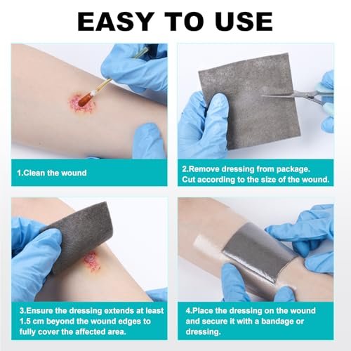 Ag Silber Calcium Alginat Wundauflage 10x10 cm, nicht haftende Pads für Wunden, weiche Silberauflage für die Wundpflege, hochsaugfähige Kompressen, 15 Stück