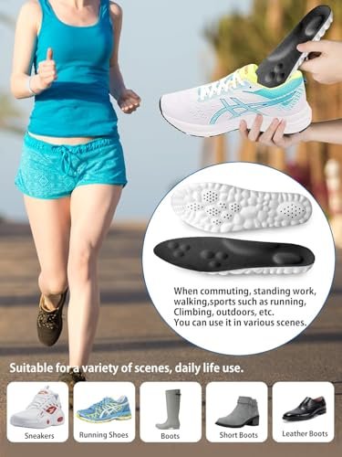4D Cloud Einlegesohlen für Herren und Damen – Memory Foam, Stoßdämpfung, Sportschuheinlagen Größe 13 (Schwarz, Herren 8-13)