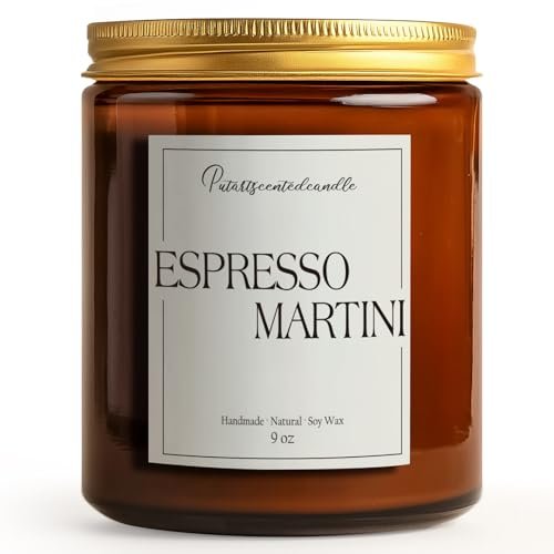 Putart Espresso Martini Duftkerze – 9oz Sojawachs-Kaffeekerze mit ätherischen Ölen für Aromatherapie, Stressabbau & Meditation – Geschenkidee für Männer & Frauen