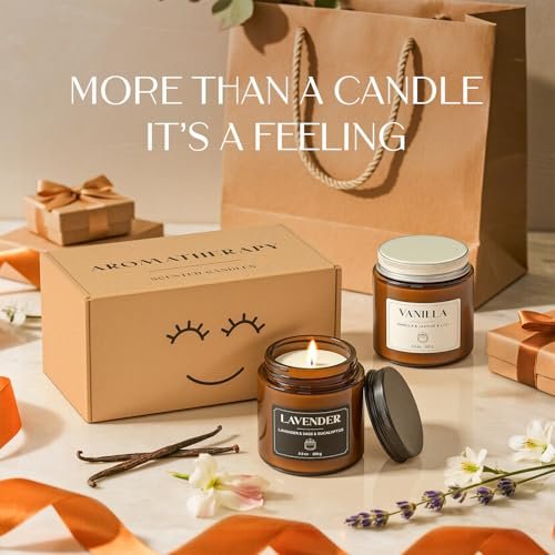 NORVENCE Duftkerzen Geschenkset, Stressabbau Kerzen für Zuhause, Premium Sojakerzen Set, Kerzen für Frauen und Männer, Geburtstags- & Weihnachtsgeschenke (Schwarz & Weiß, 198 g)