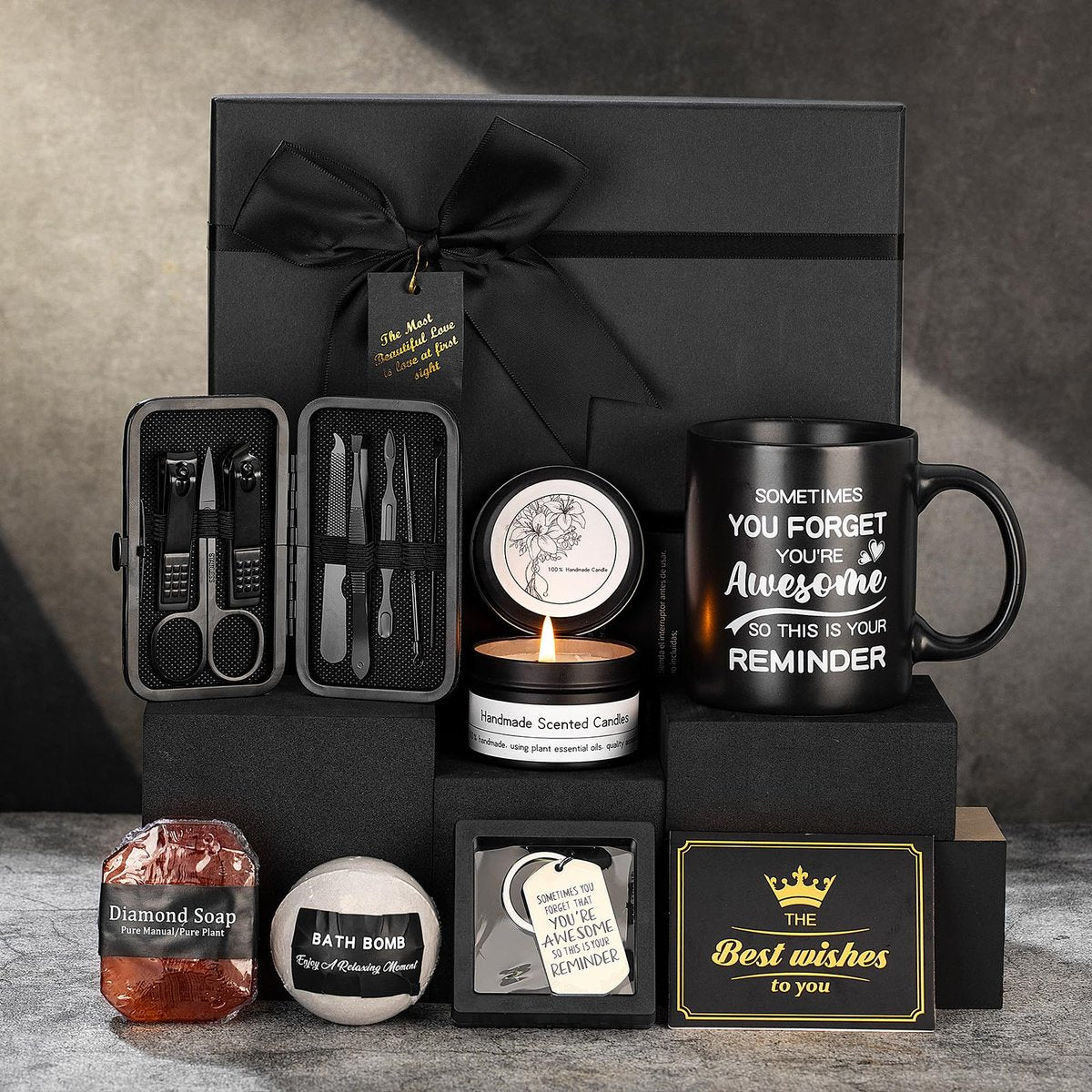 Geschenke für Männer, Self-Care-Geschenke für Männer, 7-teiliges einzigartiges Geschenkset für ihn, Papa, Freund, Ehemann, Bruder – perfekt für Geburtstag, Badeset, Spa-Kit, Körperpflege, Entspannung, Stressabbau