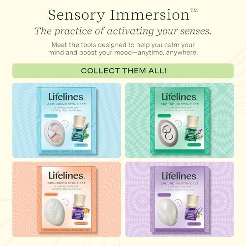 Lifelines Duftstein & Öl-Blend – Tragbarer Fidget für Jugendliche & Erwachsene mit ätherischen Ölen & Diffusionssteinen für sensorische Immersion – Beruhigender wasserloser Passivdiffusor
