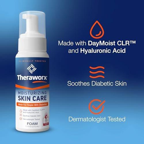 Theraworx Feuchtigkeitsspendender Hautpflegeschaum für Menschen mit Diabetes – 7,1 oz – 1 Stück