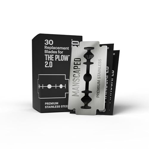 MANSCAPED® The Plow® 2.0 Rasierklingen Nachfüllpack – 30er-Pack Premium Edelstahl Doppelklingen, Scharf & Langlebig für eine Sanfte, Hautirritationsreduzierende Gesichtsrasur