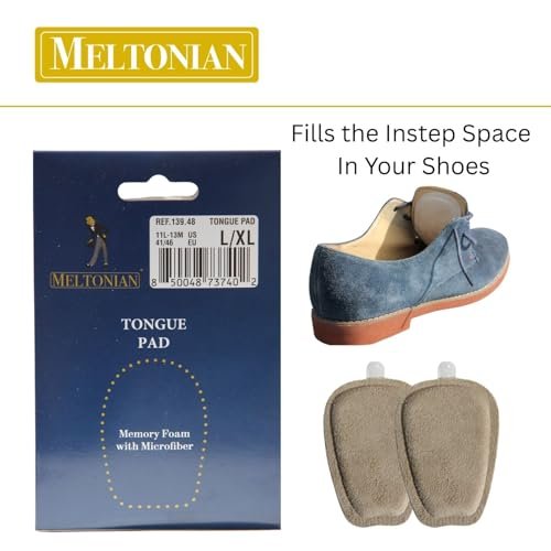 Meltonian Weiches Mikrofaser-Zungenpolster für Schuhe – Schuhpolster-Einlagen für Damen und Herren, Memory-Schaum-Polster passt sich dem Fuß an, füllt den Spannraum, verhindert Rutschen – 1 Paar (L/XL (11L-13M))