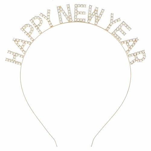 PRELITER Gold Happy New Year Stirnband – Neujahrsaccessoires für Frauen, Partyzubehör in Gold & Silber